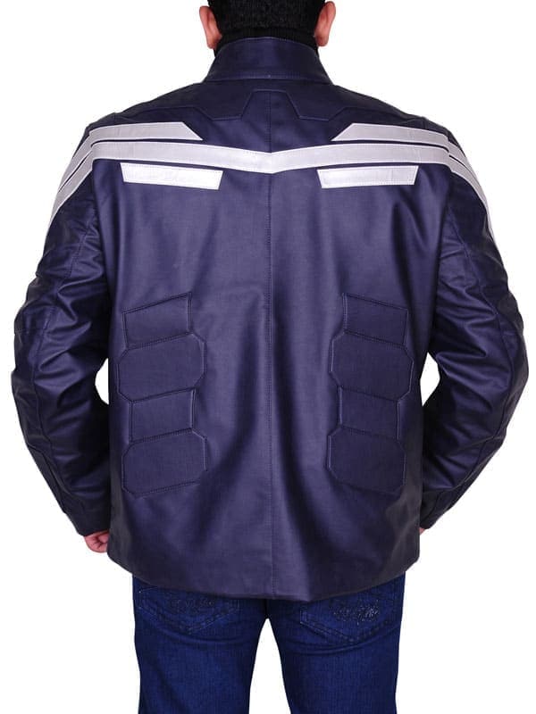 Captain America Chris Evans Winter Soldier Leather Jacket Blue 03