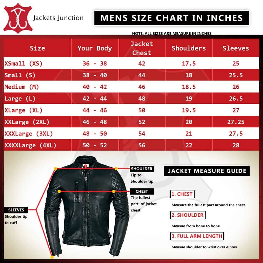 Size Chart For Men Jackets