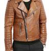 Men's Boda Skins Kay Michaels Leather Biker Jacket Tan