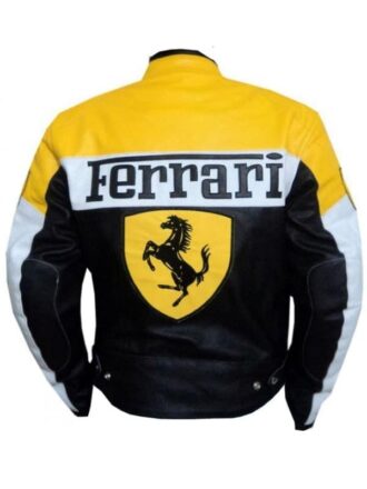 Buy Online Mens Ferrari Leather Motorcycle Jacket Yellow