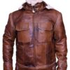 Mens WW2 B3 Shearling Fur Real Leather Aviator Jacket Brown1