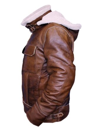 Buy Mens WW2 B3 Shearling Fur Real Leather Aviator Jacket Brown