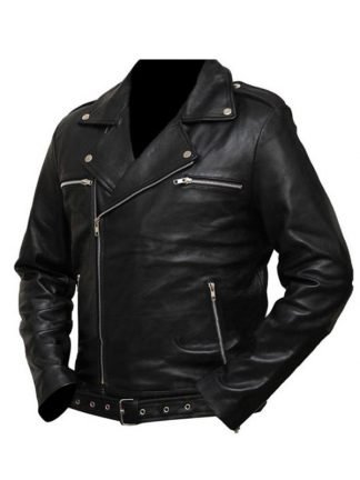 Walking Dead TV Series Negan Leather Biker Jacket Black