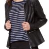 Womens Fashion Designer Leather Jacket Black 02