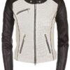 Womens Fashion Designer Leather Jacket Black and White 1