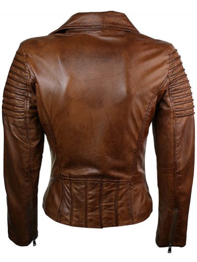 Womens Cafe Racer Brown Leather Jacket at Jacketsjunction