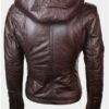 Womens Slim Fit Leather Jacket with Hood Chocolate Brown 5