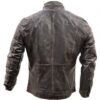 Men's Slim Fit Vintage Leather Biker Jacket Back