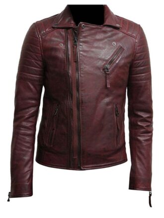 Buy Mens Burgundy Color Biker Style Leather Jacket Top Rated