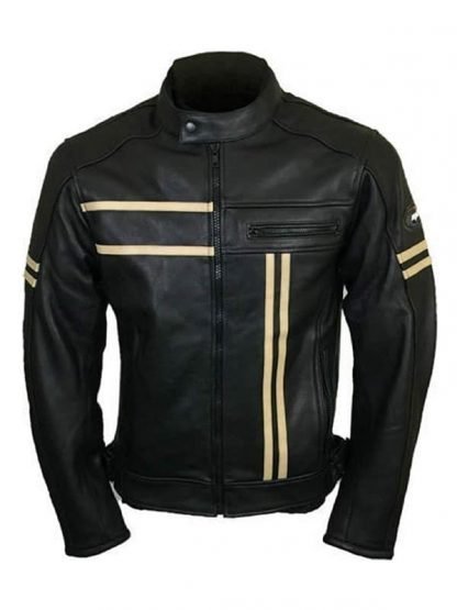 Men's Black Retro Leather Biker Jacket