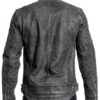 Men's Distressed Cafe Racer Leather Biker Jacket Back