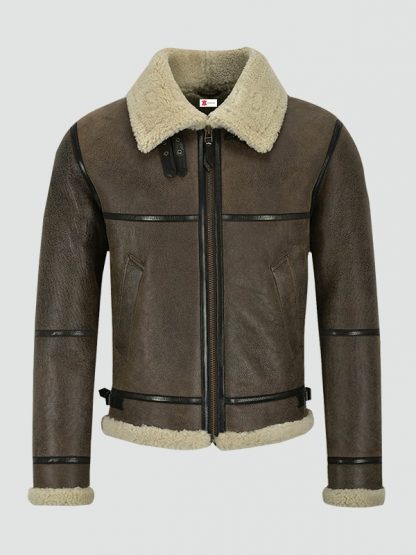 Mens Air Force Shearling Brown Leather Jacket