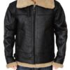 Men's Black Bomber Shearling Aviator Leather Jacket