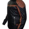 Men's Brown Stripes Leather Moto Biker Jacket Side