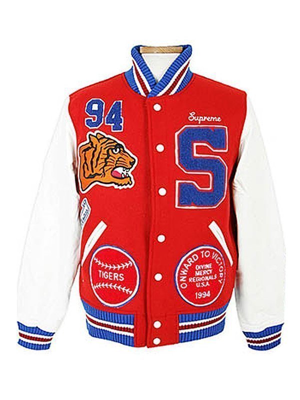 Mens Supreme Tiger Logo Varsity Jacket - JacketsJunction