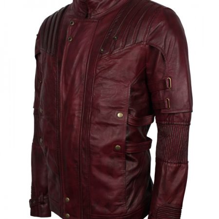 Guardians of The Galaxy 2 Chris Pratt Maroon Leather Jacket