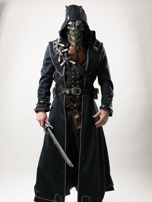 Dishonored Corvo Attano Black Leather Hooded Coat