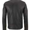 Mens Brown Stripe Café Racer Leather Jacket Back