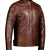Men's Distressed Brown Biker Leather Jacket