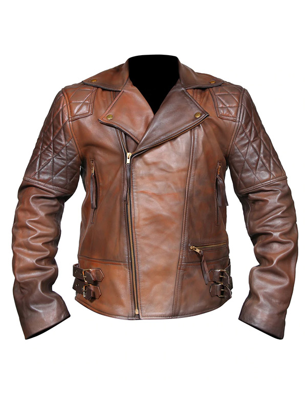Jackets Hub Mens Distressed Brown Vintage Bomber Leather Jacket
