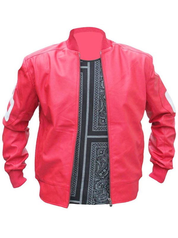Bomber Style 8 Ball Pink Leather Jacket