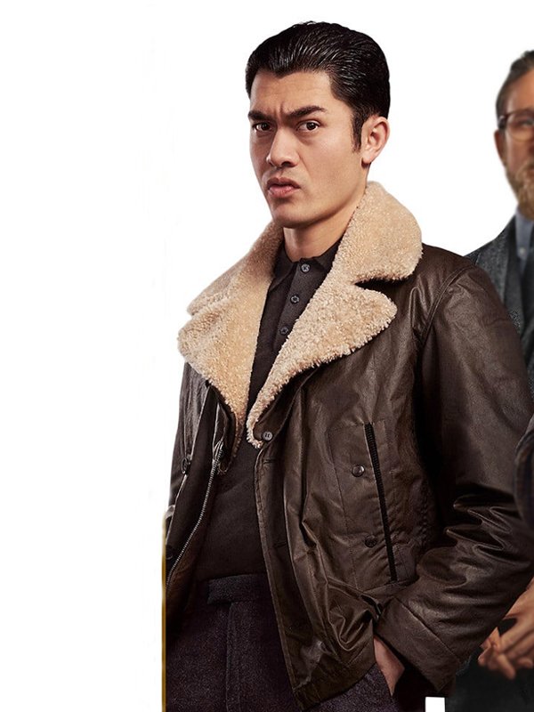 Dry Eye The Gentlemen Henry Golding Brown Shearling Leather Jacket