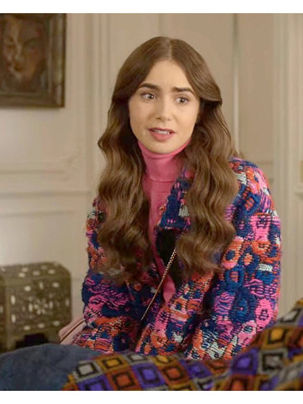 Lily Collins Emily In Paris Emily Cooper Printed Floral Coat