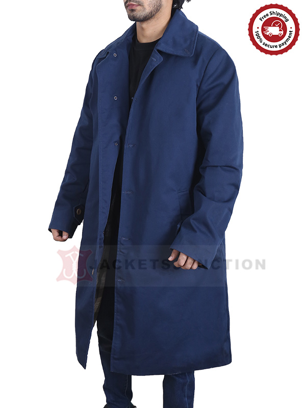 The Gentlemen Charlie Hunnam Trench Coat | Ray Dark Blue Cotton Coat
