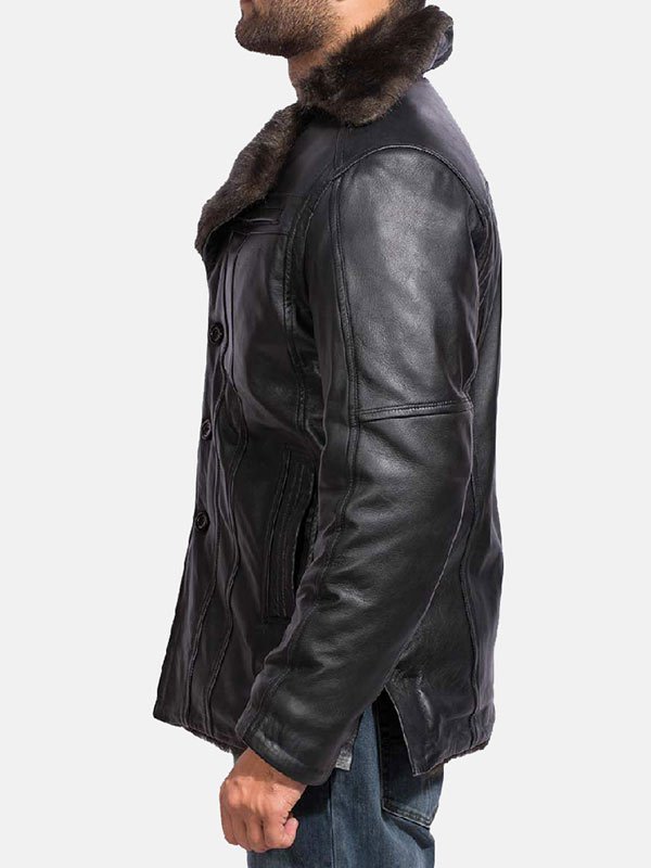Leather Black Coat For Men's