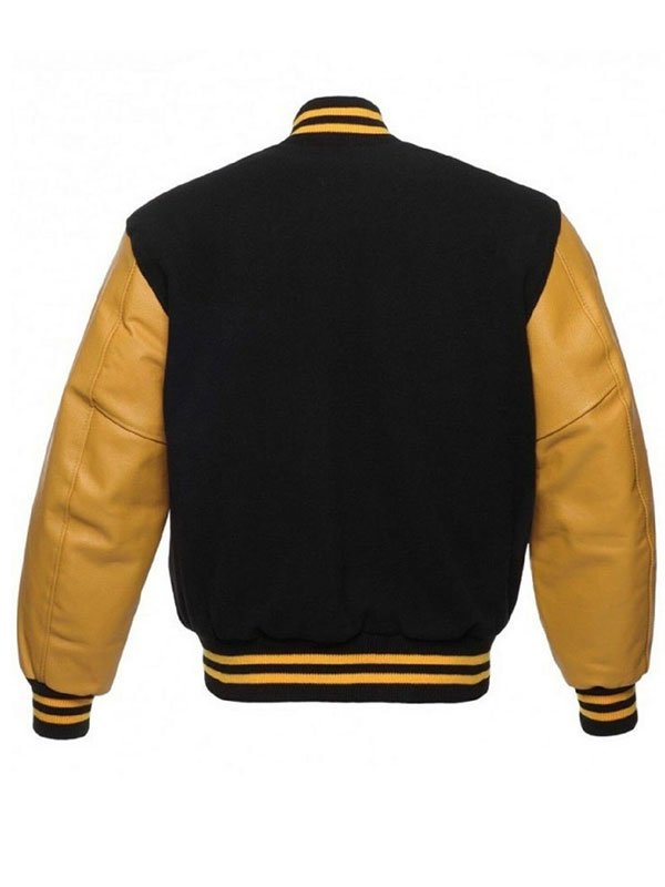 Men’s Black & Yellow College Bomber Varsity Jacket
