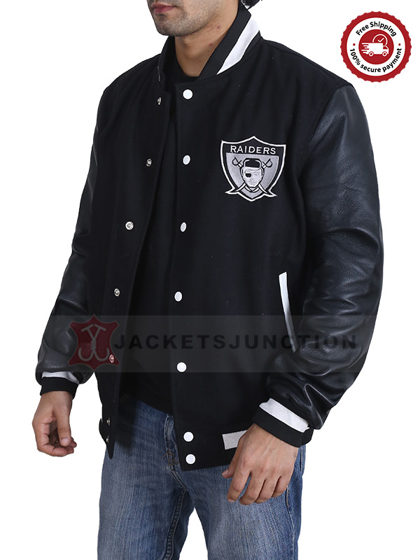 Men's Black Raiders Letterman Varsity Jacket