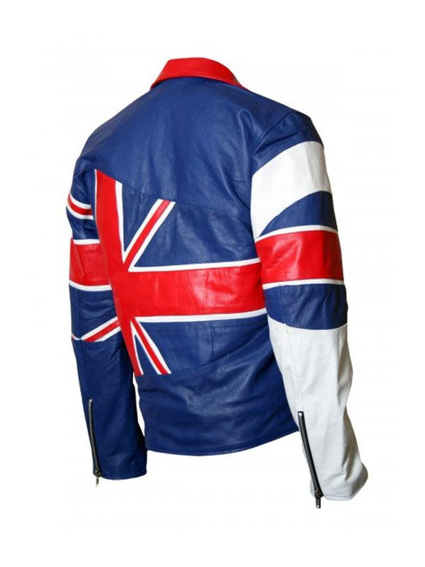 Men's UK Union Flag Leather Jacket | England Flag Biker Jacket