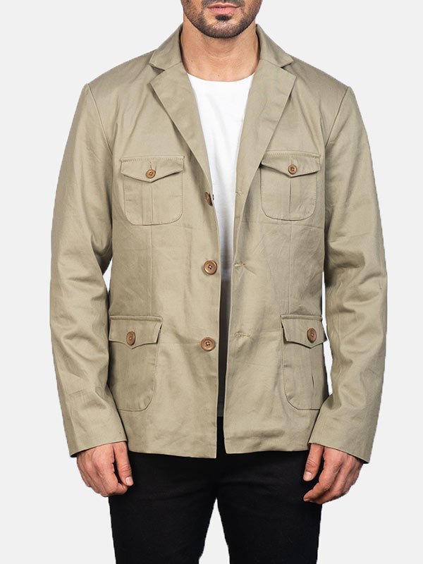 Men's Cotton Beige Safari Jacket - Men's Safari Jacket