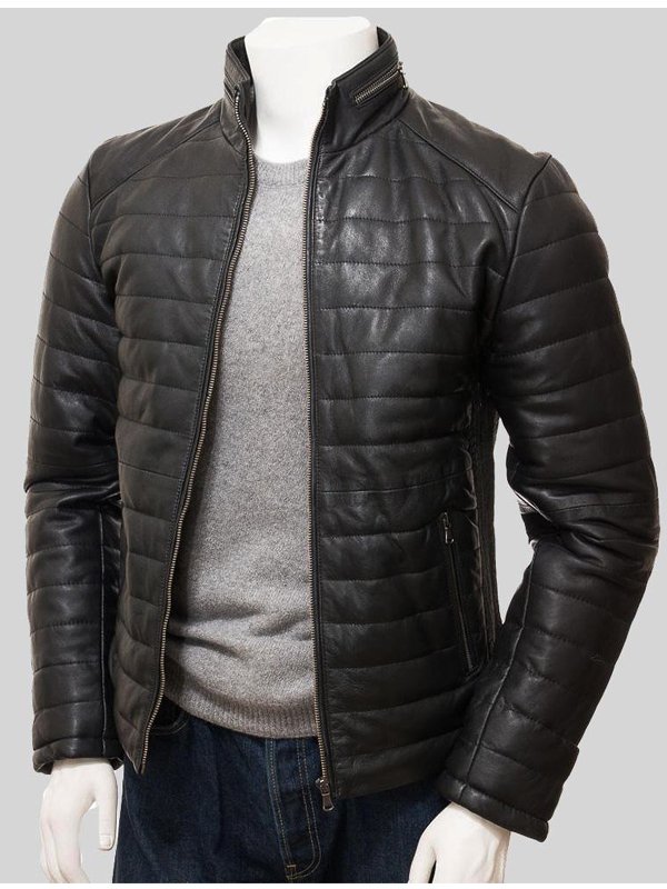 Casual Wear Mens Quilted Leather Jacket