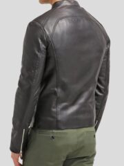 Mens Cafe Racer Black Slim Fit Leather Biker Jacket