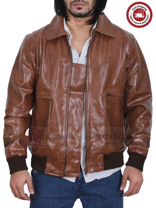 Mens Distressed Leather Bomber Jacket