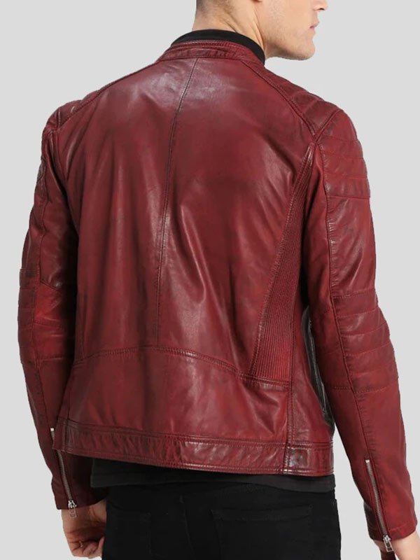 Buy Mens Red Leather Biker Jacket | Free Shipping | Jackets Junction