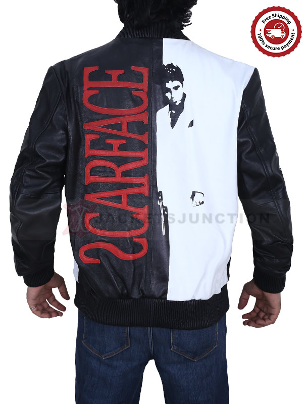 Tony Montana Supreme Scarface Bomber Black & White Jacket