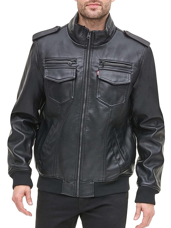 Mens Black Aviator Leather Jacket