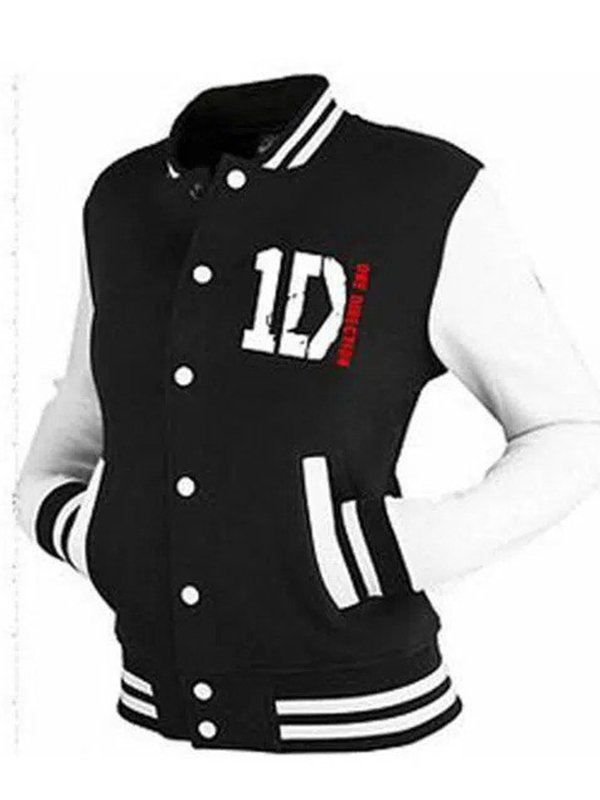 One Direction 1D Black and White Bomber Varsity Jacket
