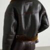 Women's Brown Textured Leather Shearling Jacket