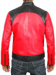 Men's Red and Black Padded Sheepskin Leather Jacket