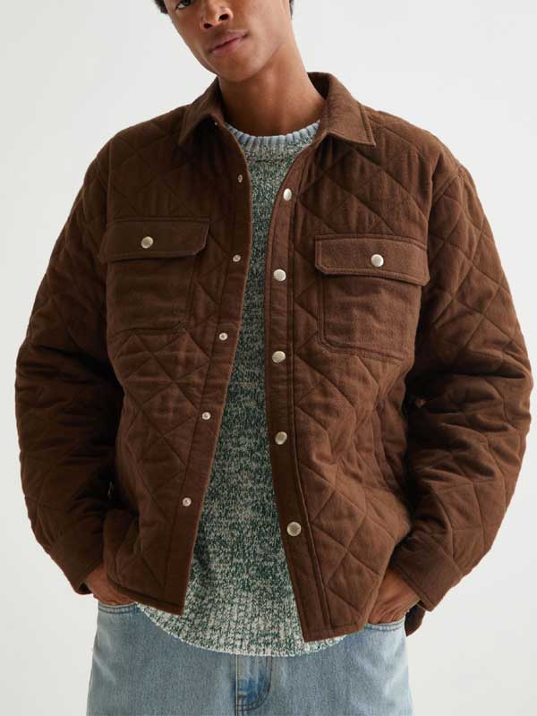 B Positive S02 Drew Dunbar Brown Quilted Jacket