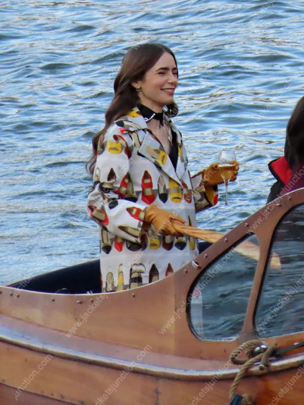 Emily in Paris Lilly Collins Heels Trench Coat