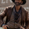 Tim McGraw Tv Series 1883 James Dutton Brown Leather Trench Coat