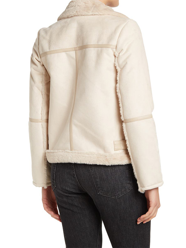 Ivory Fur Shearling Leather Jacket For Women