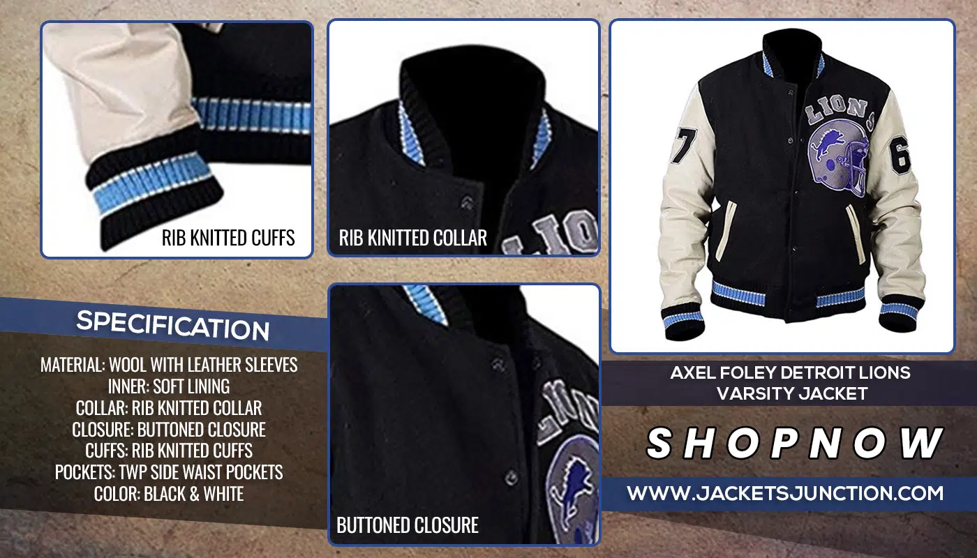 Buy Axel Foley Detroit Lions Varsity Jacket