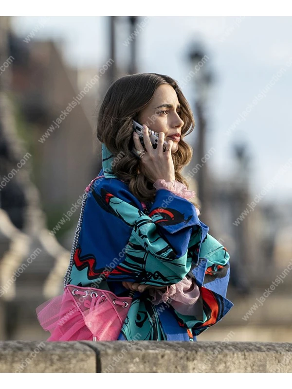 Emily In Paris Lilly Collin Printed Coat
