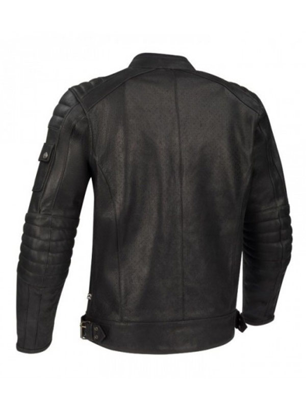Mens Quilted Black Moto Leather Jacket