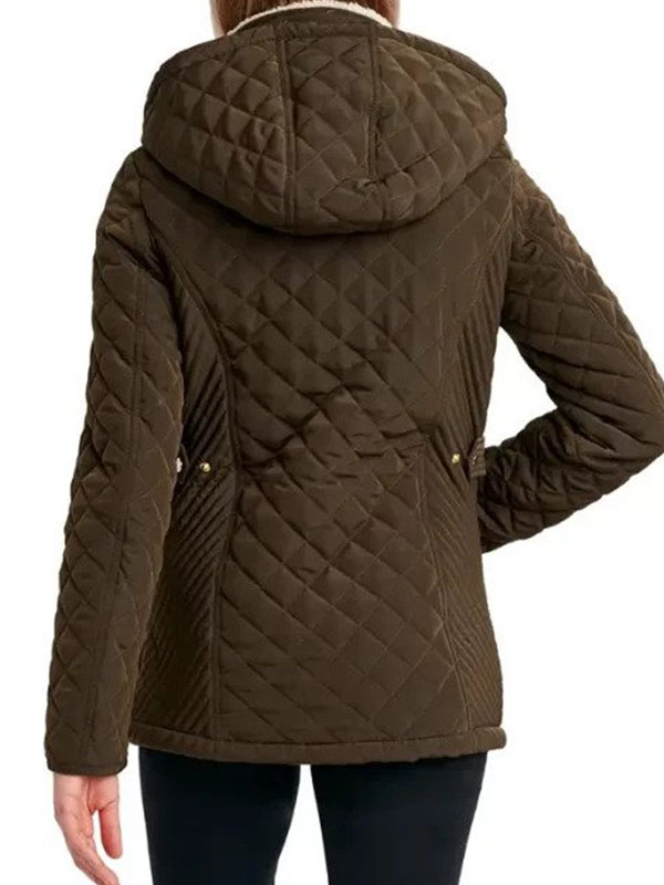 Pauline Chalamet The Sex Lives Of College Girls Kimberly Finkle Brown Quilted Hooded Jacket